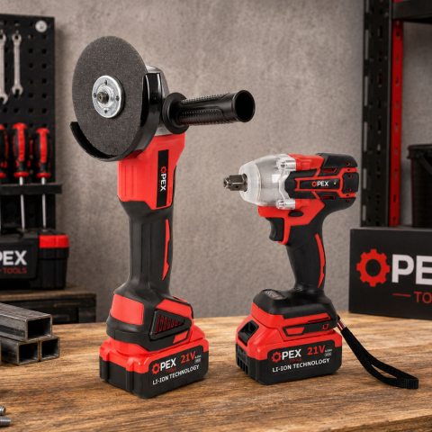 Set Profesional 2 în 1 Polizor Unghiular + Cheie de Impact cu Acumulator [4]