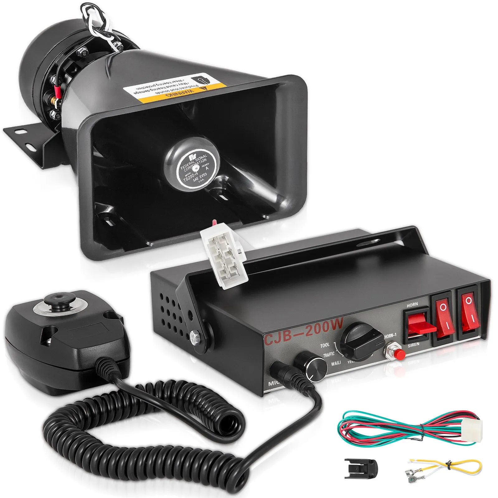 Accesorii - Sirena 7 sunete cu microfon 12V 200W , Profesionala, offroad, ssv, utv,
