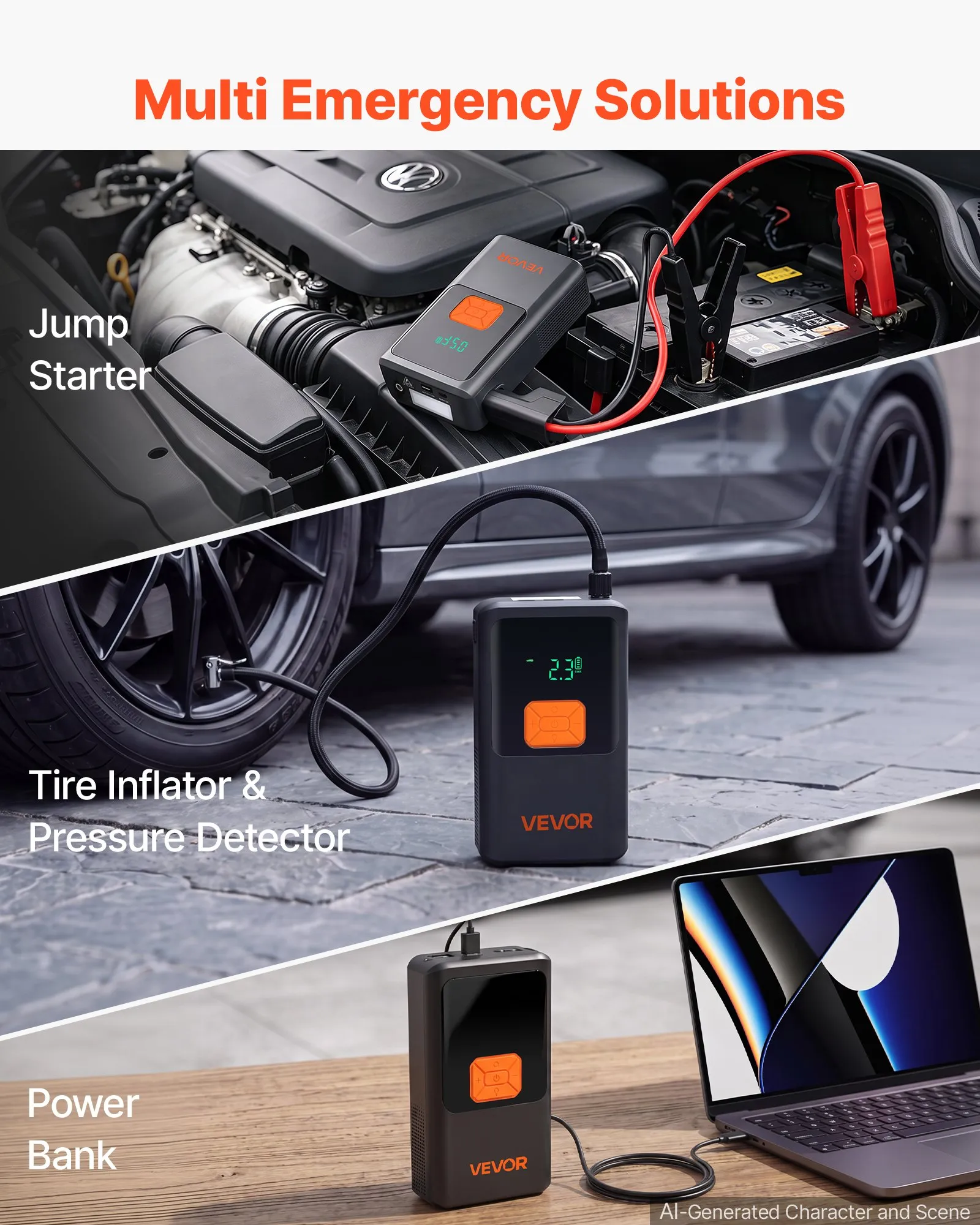 Starter auto 4000A cu compresor 150 PSI, clești baterie, furtun și accesorii pentru auto ATV SSV [1]
