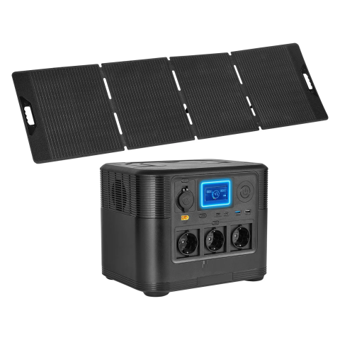 Energie - Stație de alimentare portabilă cu panou solar de 200W, stație de alimentare cu generator solar de 1200W, baterie de rezervă LiFePO4 de 806Wh cu 9 porturi de ieșire pentru urgențe la domiciliu, camping