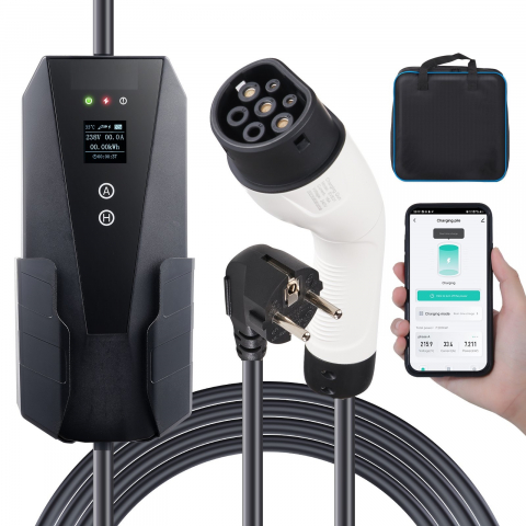 Statie incarcare masina electrica - Statie de incarcare masini electrice EV POWER 3.7KW 16A Black, cu Display / incarcator masini electrice