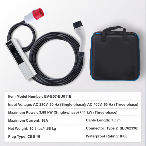 Statie de incarcare masini electrice 11KW EV Power Tip 2 Cablu de încărcare EV 16A CEE 16 7,5 M 230V/400V [4]