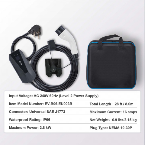 Statie de incarcare masini electrice EV POWER 3.7KW 16A Black, cu Display / incarcator masini electrice [3]