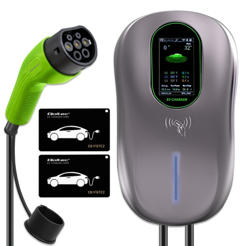 Statie incarcare masina electrica - Statie incarcare masini electrice Qoltec 22kW Type 2 RFID Wallbox pentru hotel pensiune firme flote auto