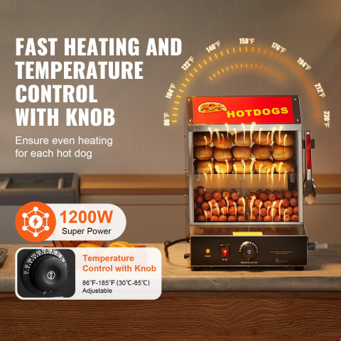 Steamer Profesional Hot Dog 27L cu Încălzire cu Abur și Încălzitor pentru Chifle 1200W [1]