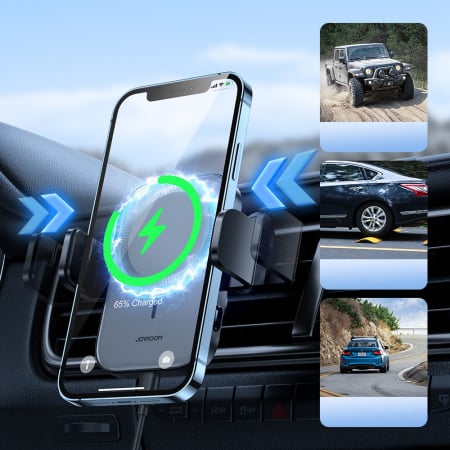 Suport Auto iPhone MagSafe cu incarcare Qi Wireless Induction Charger 15W Joyroom Car Holder Qi Wireless Induction Charger 15W (MagSafe Compatible for iPhone) for Air Vent (JR-ZS295 [7]