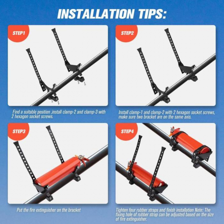Suport stingator pentru CanAm Polaris Can Am UTV ATV prindere pe bara rollcage mount kit 1,5-2" [1]
