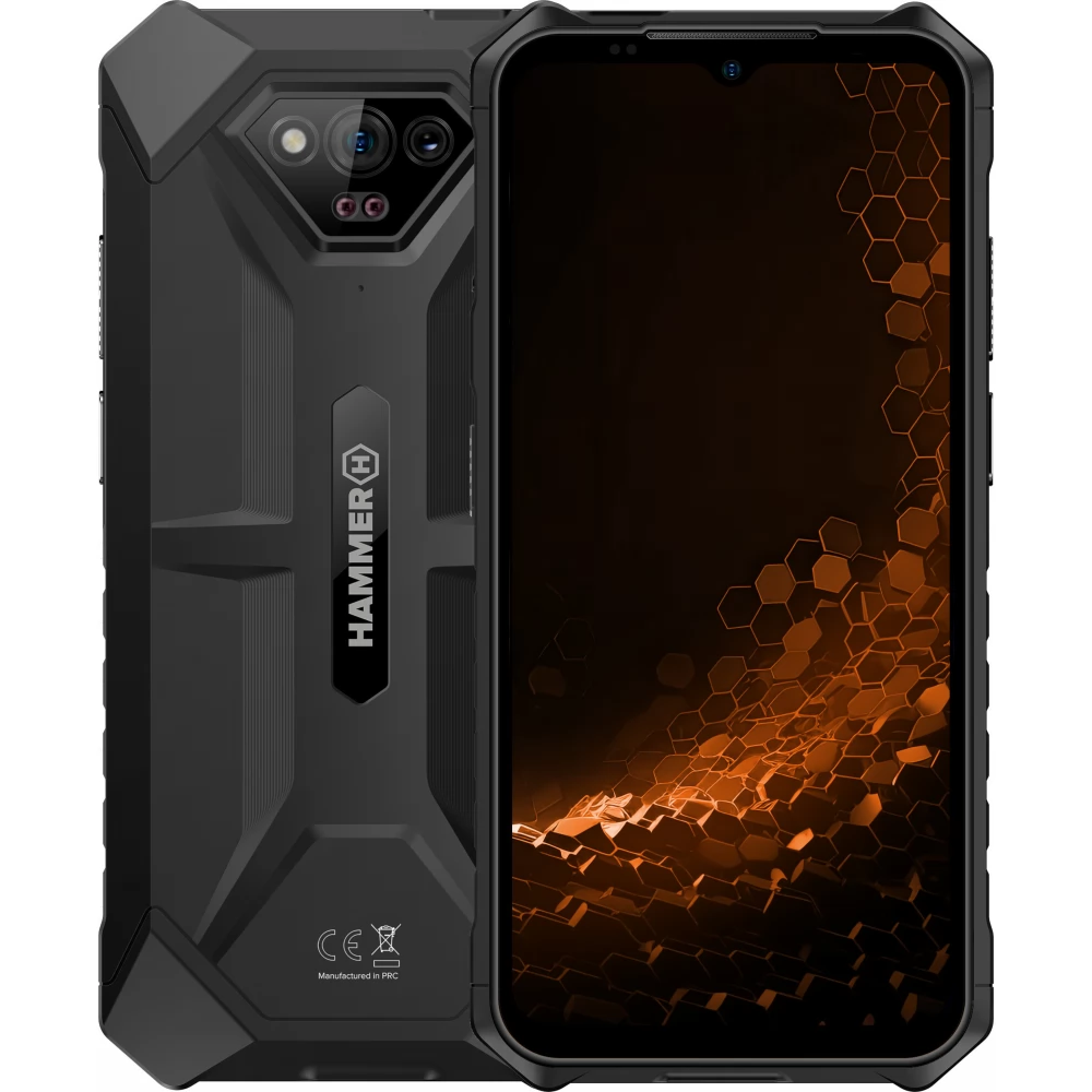 Telefoane Mobile - Telefon Hammer Iron V, Display 6.5", 6320mAh, 50mpx,64gb, NFC, ip69, Certificat militar MIL-STD-810H, black/ telefon rezistent