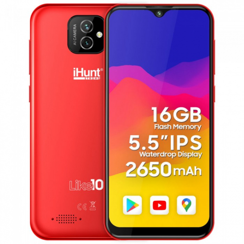 iHunt - Telefon iHunt Like 10 Red , 3G ,Display 5.5" , Memorie 16gb, 1gb Ram