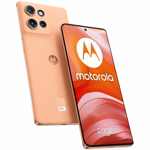 Telefoane Mobile - Telefon mobil Dual SIM Motorola Edge 50, 5G, Octa Core 2.5 GHz, 512 GB + 12 GB RAM, Peach Fuzz