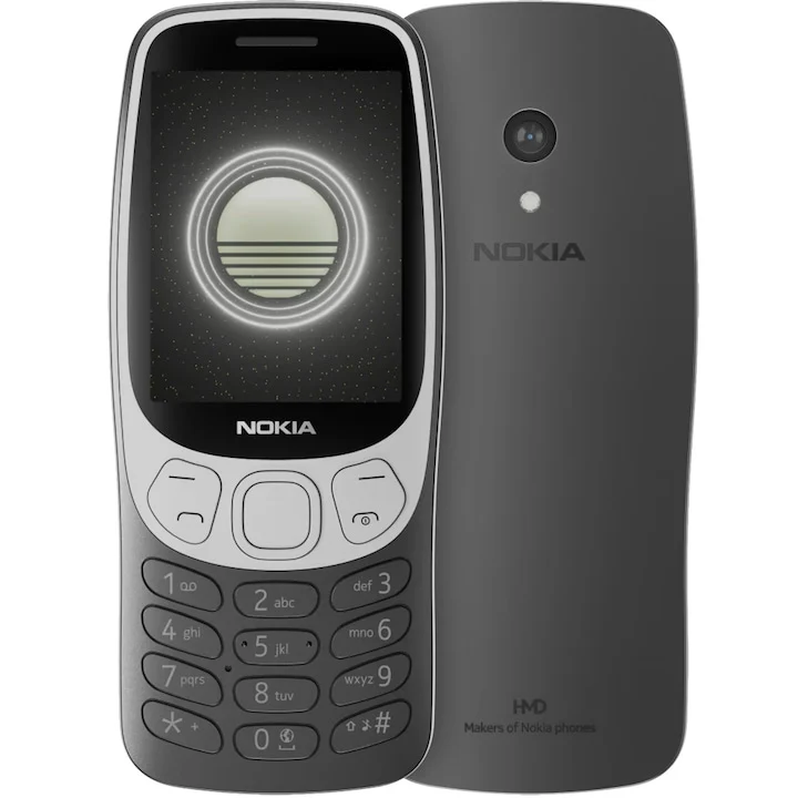 Nokia - Telefon mobil Nokia 3210 (2024), Dual SIM, 4G, Black, Telefon cu butoane / Telefon cu taste / Telefon seniori batrani