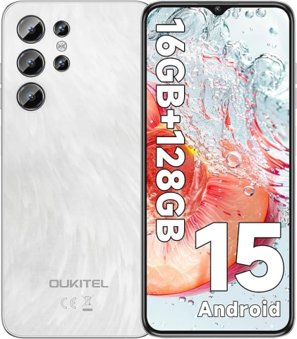 OUKITEL - Telefon Oukitel C1 (2025), 4G, IPS 6.56-inch 90Hz, 12GB RAM (4+8), 128GB, 5150mAh, Android 15, alb, ieftin