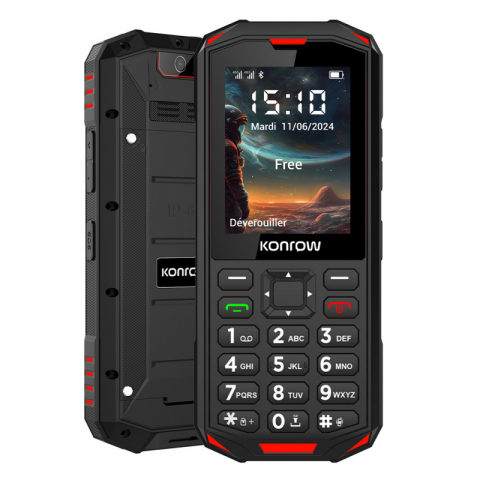 Konrow - Telefon rezistent Konrow Stone Next (IP68 Certified Shockproof Phone - 2.4'' - Wifi Hotspot - 4G - Dual Sim) Black Telefon Taste