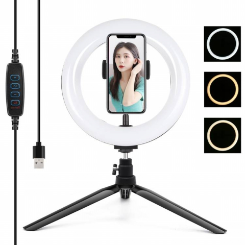 HOME - Trepied cu lumina led, cerc luminos 20cm, Lumina Vlog