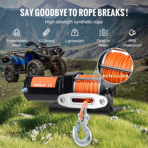 Troliu ATV 12V 3500lb (1600kg) — cablu sintetic cu ghidaj inclus [1]