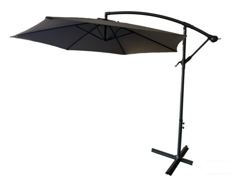 Articole de Gradina - Umbrelă de Grădină Heinner 300 cm cu Manivelă, 8 Spițe Metalice, Poliester Rezistent, Gri