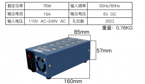 Aparatura Service - Sursa incarcare 20 porturi usb 75W / 15A