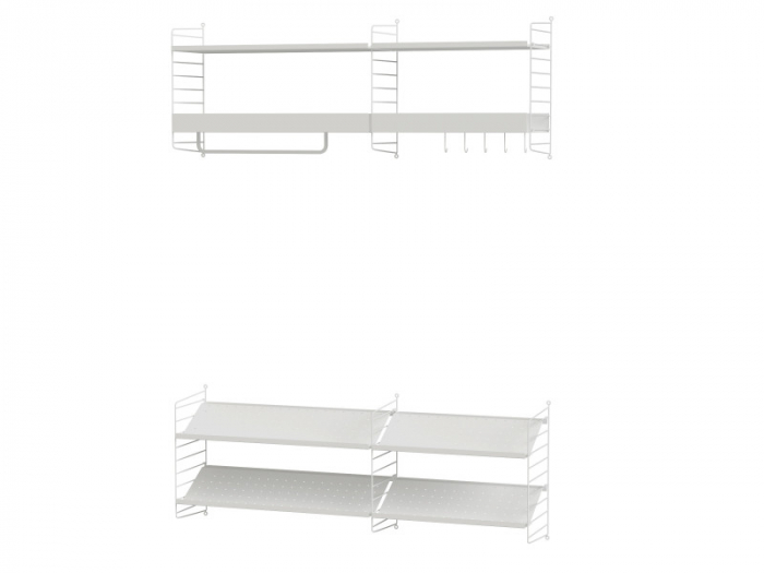 Hallway furniture Combo H String Furniture 140x185x30cm Metal structure white finish with metal show rack white finish and pdf shelves white finish [2]