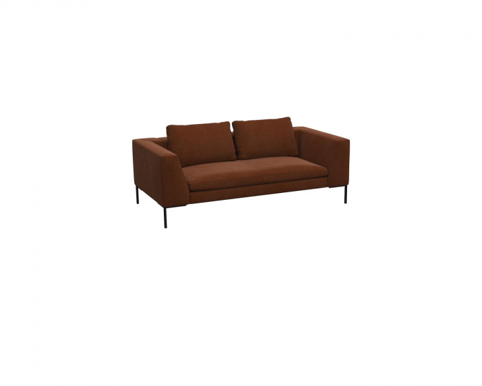 Loano 3 seater sofa 238x105cm with black metal legs and fabric upholstery Group 1 Copparo Rusty Orange 1470 [2]
