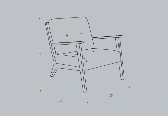 Arona Chair 83x75x80cm solid wood structura with fabric upholstery Group 1 Firenze 0152 Cashmere Blue [3]