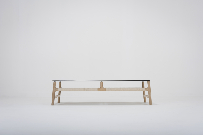 Fawn coffee table solid oak structure and glass top 120x60x30cm Gazzda [5]