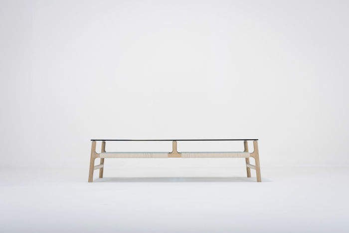 Fawn coffee table solid oak structure and glass top 120x60x30cm Gazzda [8]