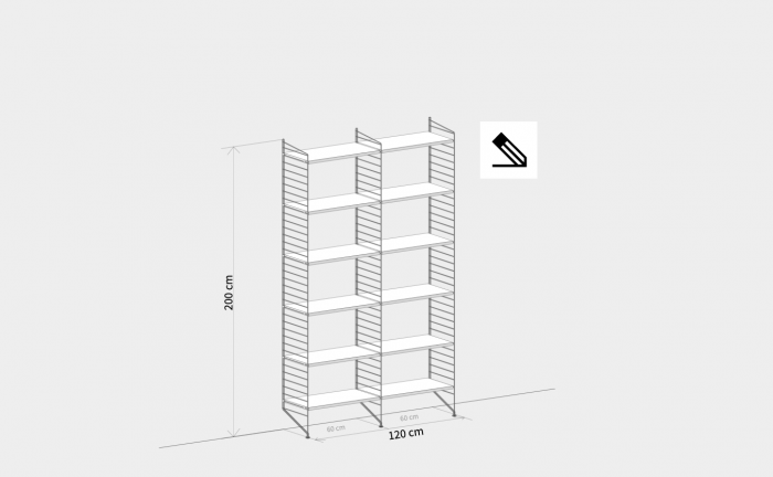 Modulat Livingroom SET A 120x200x30cm String Furniture Lacquered White structure with shelves [3]