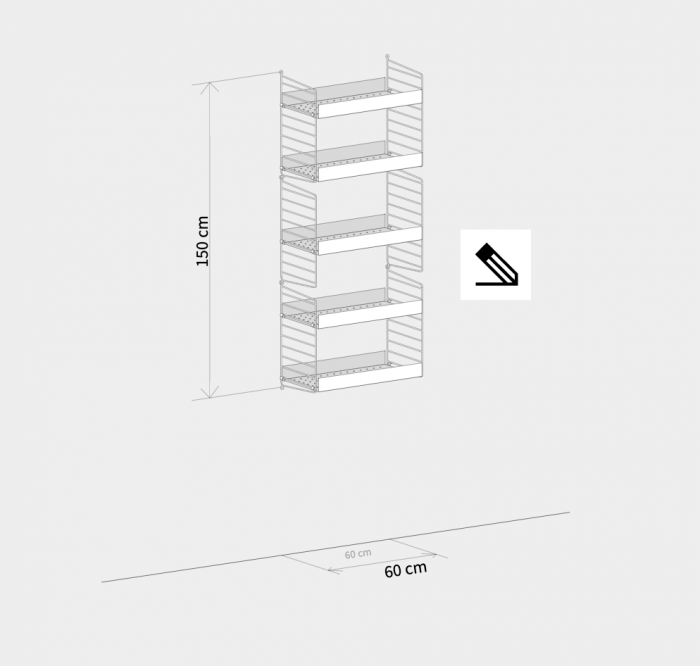 Mobilier modular Living Room B String Furniture Structura metallica vopsita alb, polițe orizontale, polițe înclinate [3]