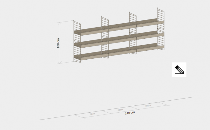 Mobilier modular Living Room String System 240 x 100 cm. Structură Metalică String Furniture [2]