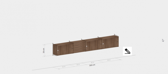 Mobilier modular Living Room String System 300 x 50 cm. Structură Nuc String Furniture [2]