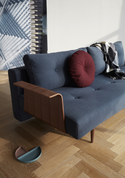 Canapea extensibila Recast Plus cu picioare conice lemn și cu brate de nuc 140x200cm Innovation Living [7]