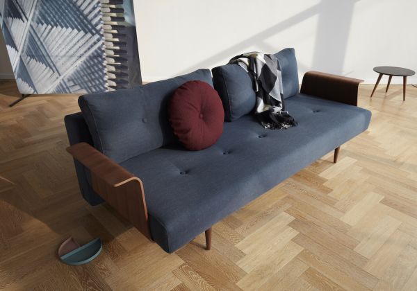 Canapea extensibila Recast Plus cu picioare conice lemn și cu brate de nuc 140x200cm Innovation Living [8]