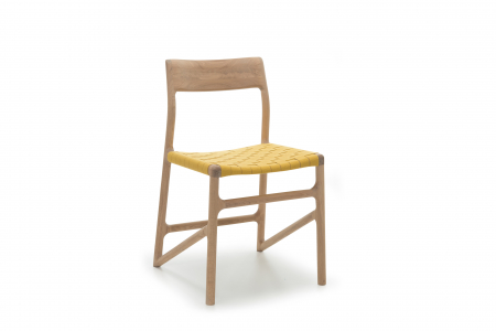 Scaun Fawn cu structura din stejar masiv și șezut din benzi de bumbac Gazzda [17]