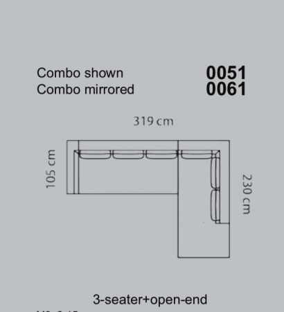 Corner sofa Loano Flexlux 319x230 cm with black metal legs and fabric upholstery Group 1 Copparo Light Grey 1461 [11]