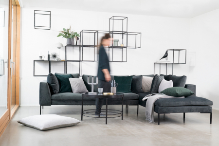 Corner sofa Loano Flexlux 319x230 cm with black metal legs and fabric upholstery Group 1 Copparo Light Grey 1461 [6]