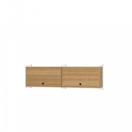 Compozitie corpuri suspendate modulare bucatarie String Furniture Kitchen N 160x30x50cm (LxAxH) finisaj Furniture Stejar natur si vopsit Gri [1]