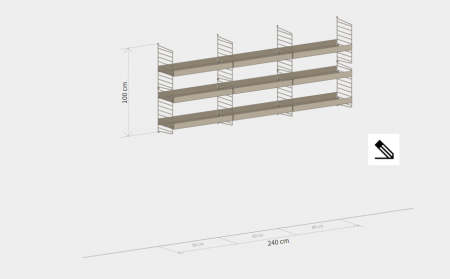 Mobilier modular Living Room String System 240 x 100 cm. Structură Metalică String Furniture [1]