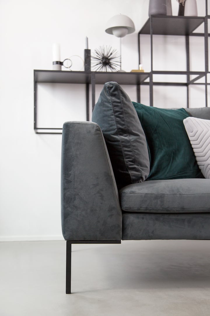 Corner sofa Loano Flexlux 319x230 with black metal legs and fabric upholstery Group 1 Copparo Light Grey 1461