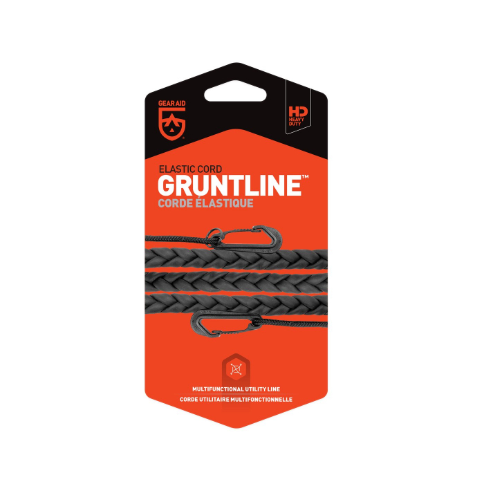Coarda multifunctionala elastica din benzi impletite Gear Aid Gruntline 68216 cu 2 carabiniere plastic, negru, 114cm, se intinde pana la 2m [3]
