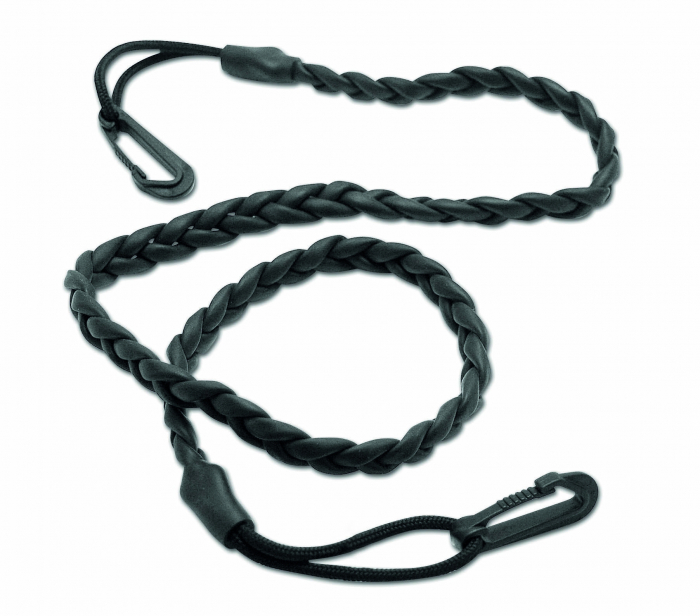 Coarda multifunctionala elastica din benzi impletite Gear Aid Gruntline 68216 cu 2 carabiniere plastic, negru, 114cm, se intinde pana la 2m [2]