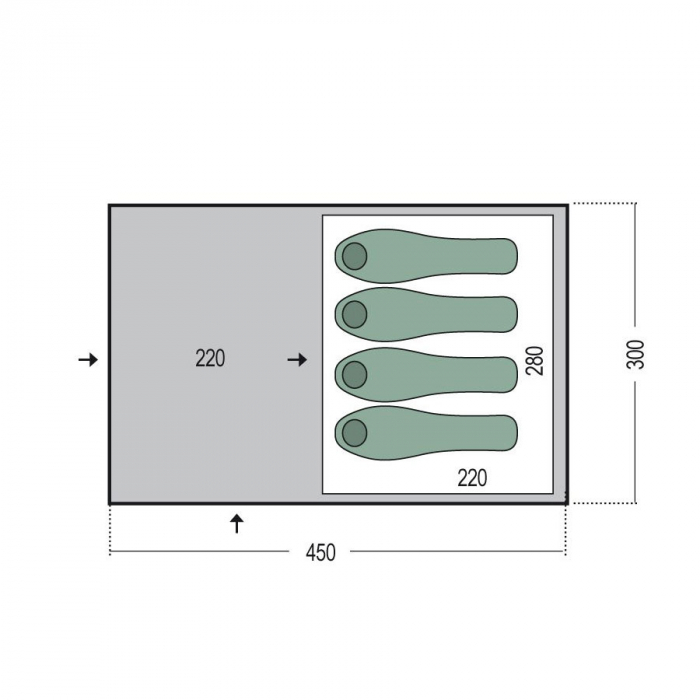 Cort Pinguin Nimbus 4, 4-5 persoane, 16.4kg, inaltime 2m, antreu spatios, dormitor 220x280cm [3]