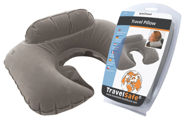 Perna gonflabila pentru calatorie Travelsafe TS0048, 28x42cm, velur, gri [2]