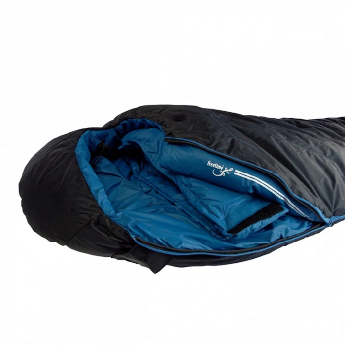 Sac de dormit cu puf Freetime Micropak 1500D (-9/-16/-37°C), albastru, 1500g, 215x85cm, impachetat 38x21cm [3]