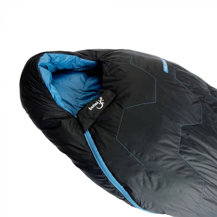 Sac de dormit cu puf Freetime Micropak 1500D (-9/-16/-37°C), albastru, 1500g, 215x85cm, impachetat 38x21cm [2]