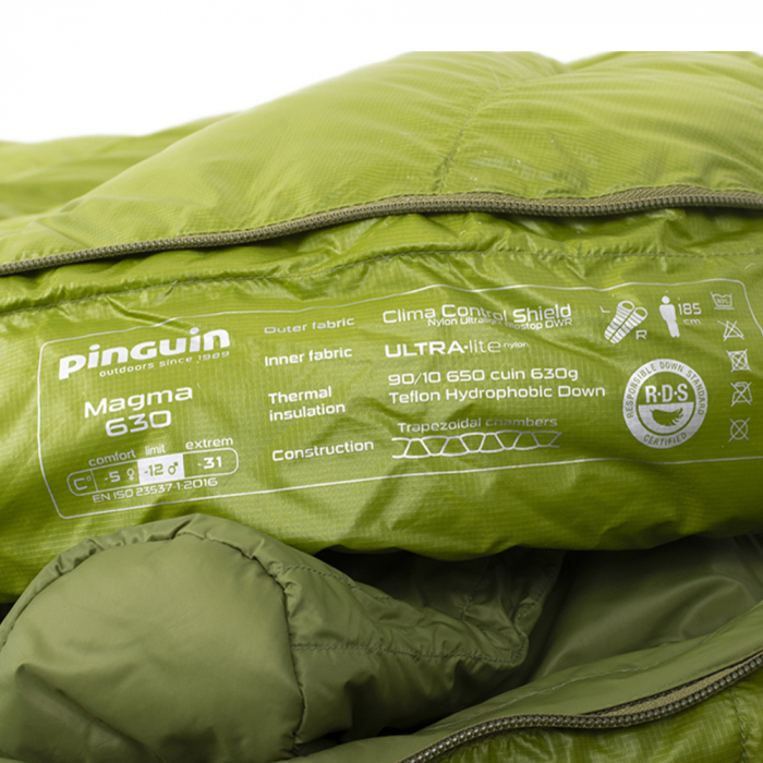 Sac de dormit de 3 sezoane cu puf de rata, Pinguin Magma 630 (-5/-12/-31°C), 1.1kg, latime 85/55cm, impachetat Ø22x36/31cm [4]