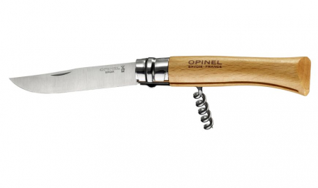 Briceag Opinel VRI N10 Corkscrew, inox, maner lemn, cu tirbuson [0]