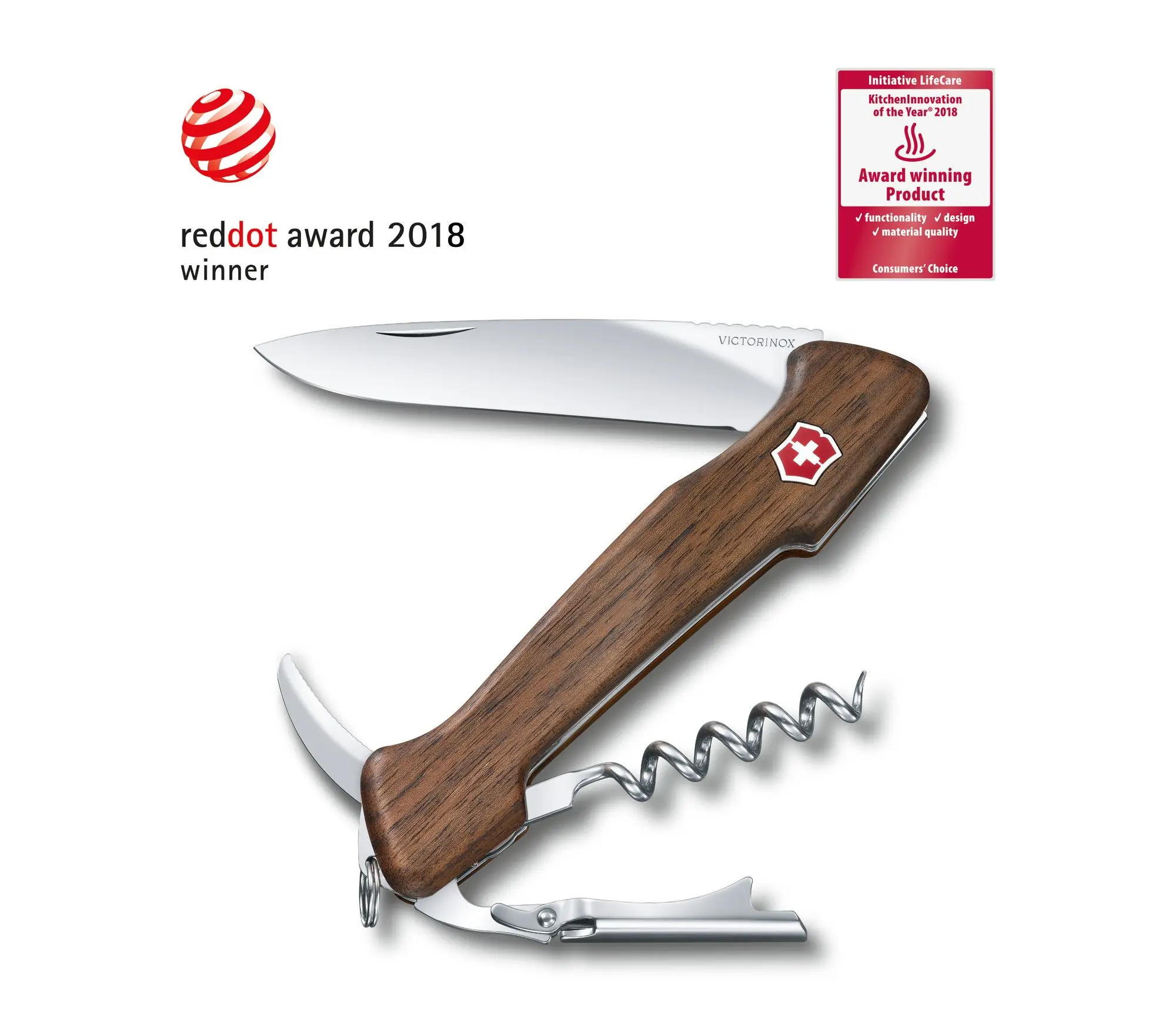 Briceag Victorinox Wine Master Walnut 0.9701.63 cu maner lemn, husa toc piele, lama blocabila 95mm, tirbuson in 2 trepte - pentru cunoscatorii de vin [8]