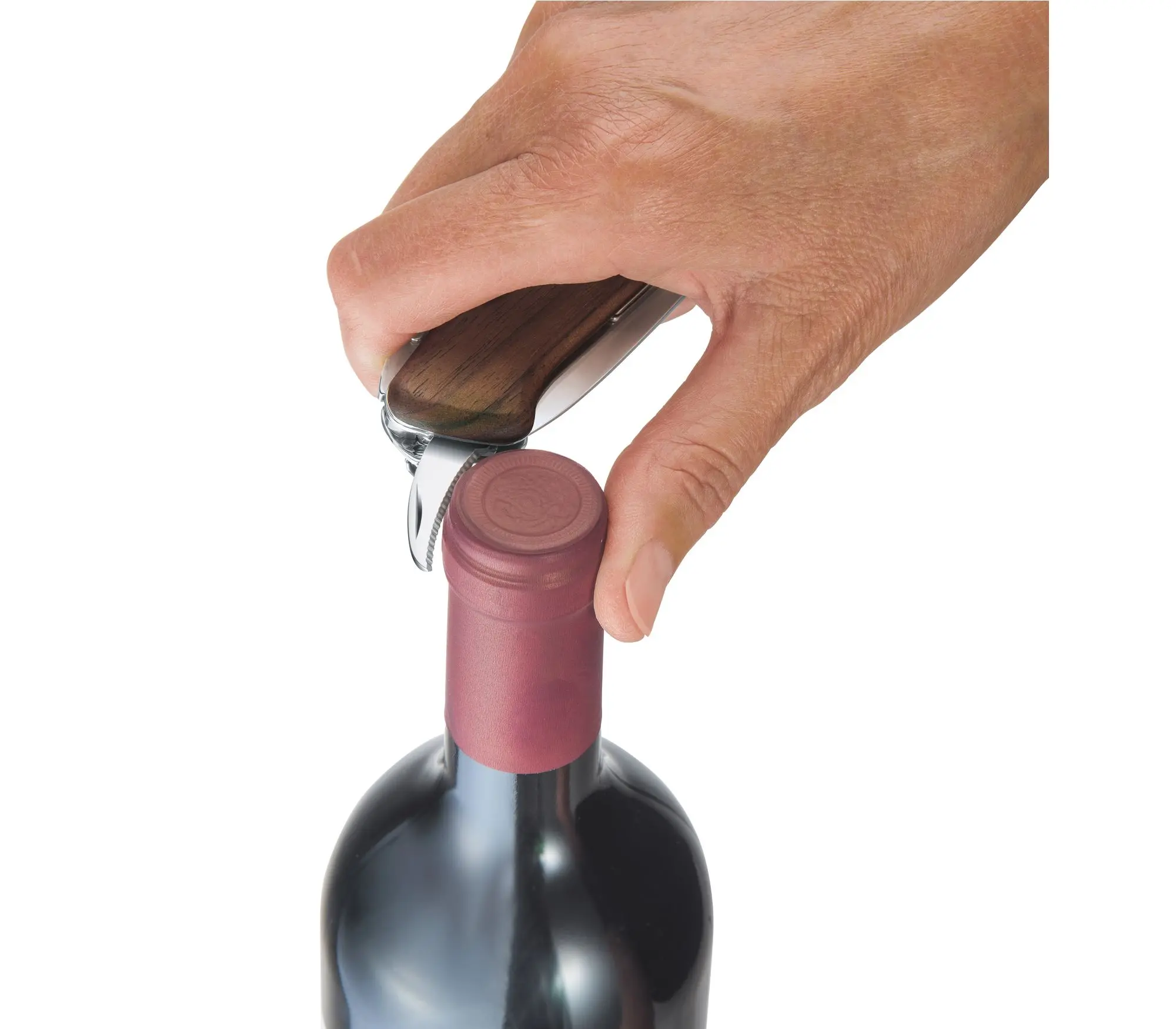 Briceag Victorinox Wine Master Walnut 0.9701.63 cu maner lemn, husa toc piele, lama blocabila 95mm, tirbuson in 2 trepte - pentru cunoscatorii de vin [3]