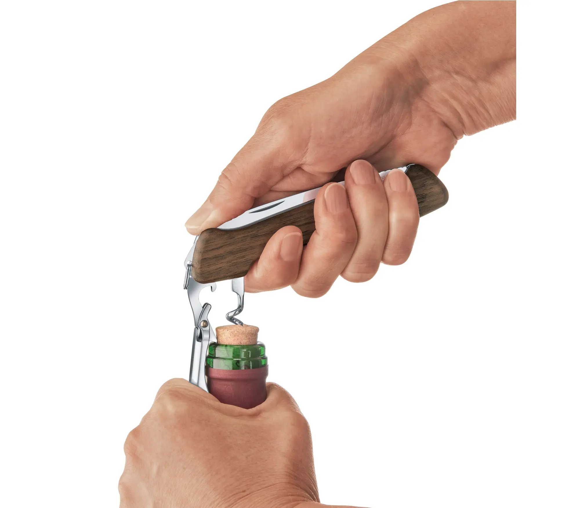 Briceag Victorinox Wine Master Walnut 0.9701.63 cu maner lemn, husa toc piele, lama blocabila 95mm, tirbuson in 2 trepte - pentru cunoscatorii de vin [5]