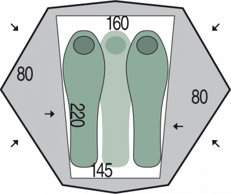 Cort Pinguin Aero 3 DAC, 3 persoane, verde [2]